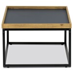 Stůl konferenční, MDF deska šedá s dekorativní hranou divoký dub, černý kov.