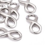 Spojovací mezidíl z nerezové oceli - velký - nekonečno - platinový - 39 x 17 x 3 mm - 1 ks
