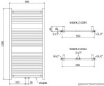 MEXEN - Mars otopný žebřík/radiátor 1200 x 600 mm, 487 W, zlatý W110-1200-600-00-50