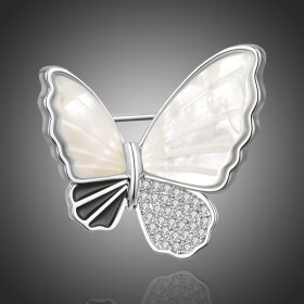 Exkluzivní brož se zirkony Antonella - motýl, Stříbrná