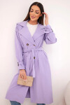 Dámský kabát v pase s límcem světle fialový UNI