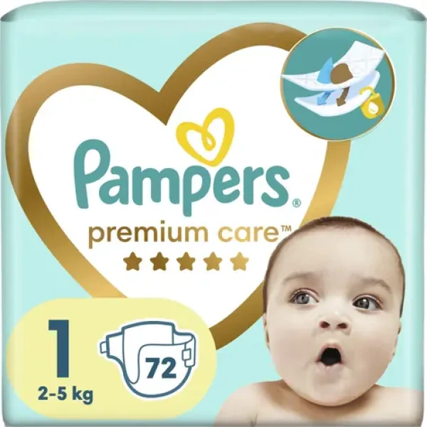 Pampers Premium Care 2-5 kg (72ks) / Pleny / Velikost 1 (2-5 kg) (8006540858073)