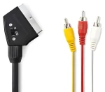 Nedis SCART - 3x RCA kabel černá / Kabel / přepínatelný / 480p / 1 m (CVGP31130BK10)