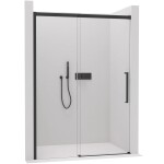 CERANO Sprchové posuvné dveře Lantono L/P - 8 mm - Soft-Close - černá matná, transparentní sklo - 150x195 cm