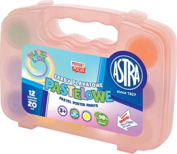 ASTRA Temperové barvy 12 x 20 ml pastelové, v plastovém kufříku růžová / od 3 let (301122007)