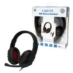 LogiLink Headset Stereo USB černá, červená / Headset / S mikrofonem / 32 ? / USB / kabel 2 m (HS0033)
