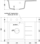 MEXEN/S - Ben granitový dřez 1 s odkapávačem levý 600 x 500 mm, černá kropenatá, sifon zlatá 6522605000-76-G