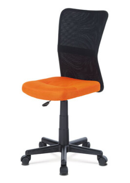 Kancelářská židle, oranžová mesh, plastový kříž, síťovina černá