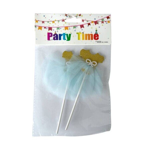 Dortisimo Zápich do dortu Baletní šaty zlaté s modoru sukní (2 ks)