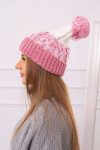 Dámská čepice s bambulí Abigail K326 powder pink+ecru UNI