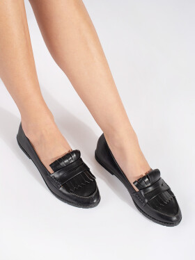 Trendy mokasíny dámské černé bez podpatku 36