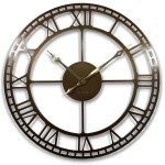 DumDekorace Kovové zlaté nástěnné hodiny vintage 80 cm
