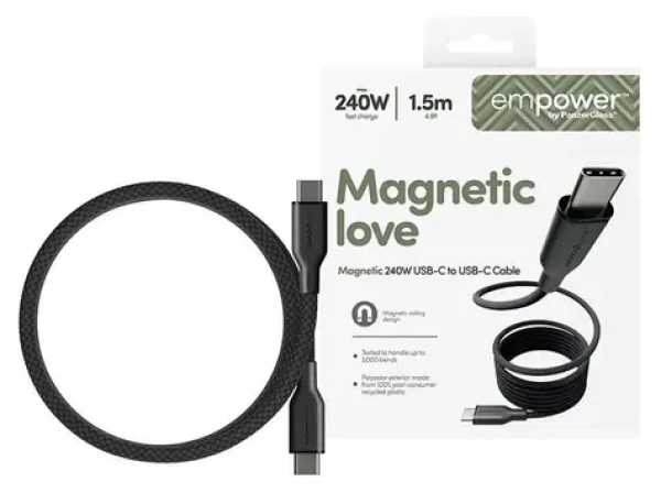 PanzerGlass empower Magnetic 240W USB-C to USB-C 1.5m černá (198265)