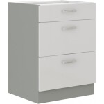 Spodní skříňka 60 D 3S BB - Premium Box Barva korpusu: Šedá, Barva dvířek: Krémový lesk (Karmen)