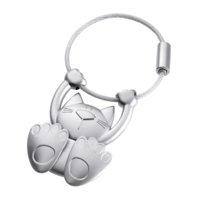 Troika klíčenka - cvičící kočka (kovová, šroubovací, stříbrná)