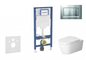 GEBERIT - Duofix Set předstěnové instalace, klozetu ME by Starck a sedátka softclose, tlačítko Sigma30, matný chrom/chrom SANI11CP2114
