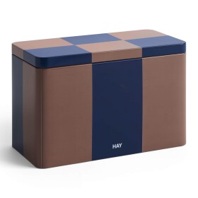 HAY Plechová dóza Tin Medium Brown/Midnight Blue, modrá barva, hnědá barva, kov