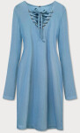 Světle modré vypasované šaty se výstřihem Modrá jedna velikost model 16148694 - MADE IN ITALY