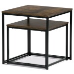 Set 2 ks odkládacích stolků, MDF, dekor divoký dub, kov, černý lak