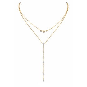 Dámský dvojitý náhrdelník z chirurgické oceli Claire, Zlatá 38 cm + 5 cm (prodloužení)