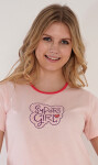 Dámské domácí šaty s krátkým rukávem Super girl světle lososová L