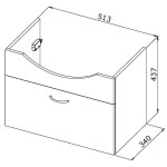 HOPA - Skříňka s keramickým umyvadlem VIKY 55/65/80 - Rozměr A - 51.3 cm, Rozměr B - 34 cm, Rozměr C - 43.7 cm OLNVIKI355+OLKE70552