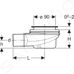 GEBERIT - Příslušenství Sprchová odpadní souprava pro vaničku, odtok 90 mm, výška vodního uzávěru 50 mm 150.550.00.1