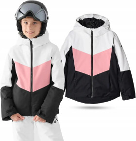 Dívčí zimní bunda JAF545 bílo-černo-růžová - 4F 134