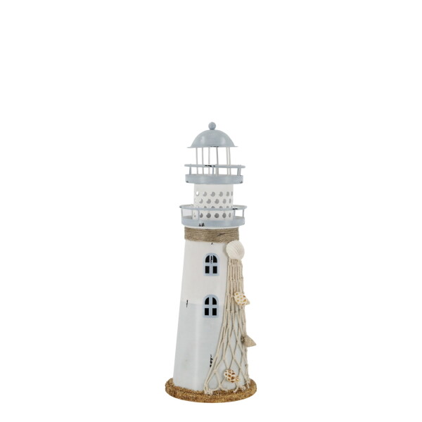 Chic Antique Svítící dekorace LED Lighthouse 28,5 cm, modrá barva, kov