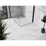 MEXEN/S - Stone+ obdélníková sprchová vanička 130 x 90, bílá, mřížka zlatá 44109013-G