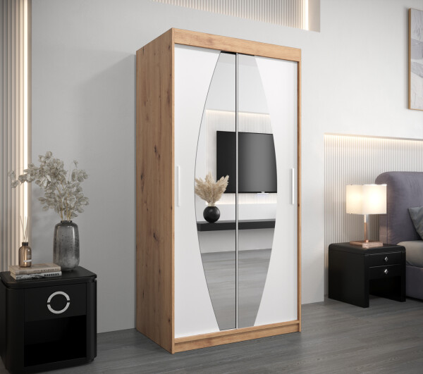 Šatní skříň Abi E0 Barva korpusu: Dub artisan, Rozměry: 100 cm, Dveře: Bílá