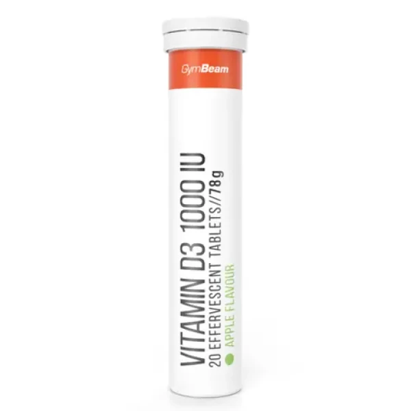 Vitamín D3 1000 IU šumivý - GymBeam (zelené jablko, 20 tab.) (93808-3-20tab-zelenéjablko)