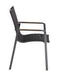 KETTLER DIAMOND stohovatelné, hliníkové křeslo s teakovými područkami - antracit / antracit
