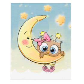 Antistresové omalovánky TSvetnoy TSvetnoy, LC015e, Diamond painting - diamantové malování, 20 x 30 cm, Sovička na měsíci