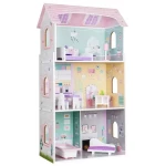 ECOTOYS Třípatrový domeček pro panenky Jahodový