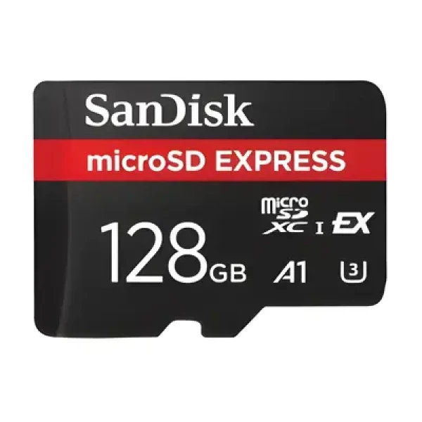 Rozbaleno - SanDisk microSDXC Express 128GB / Paměťová karta / UHS-I U3 V30 / čtení: 480 MB/s / zápis: 100 MB/s / rozbaleno (SDSQXFN-128G-GN4NN.Rozbaleno)