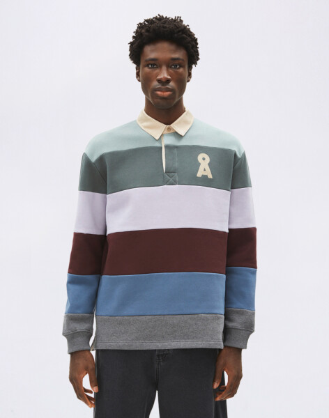 Armedangels Aadru LS Rugby Fleece 3447 mystic swamp-steel melange S
