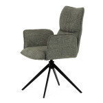 Židle jídelní, zelená látka, 360° vratný mechanismus, černý kov
