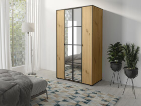 FRONTI Šatní skříň OSLIN I 120 cm dub artisan + černá 13129