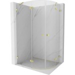 MEXEN/S - Lunar sprchový kout čtvrtkruh křídlový levá 80 x 70, transparent, zlato kartáčovaná 833-080L-070P-55-00
