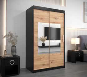 Šatní skříň Abi To Barva korpusu: Černá, Rozměry: 120 cm, Dveře: Dub artisan