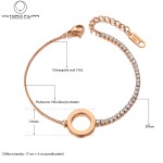 Ocelový náramek se zirkony Becky Gold, Zlatá 17 cm + 4 cm (prodloužení)