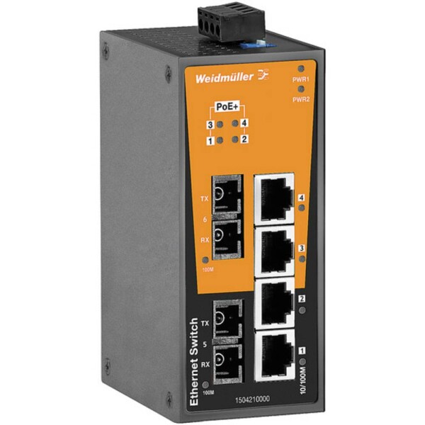 Weidmüller 1504210000 IE-SW-BL06-4POE-2SC průmyslový ethernetový switch 10 / 100 MBit/s funkce PoE