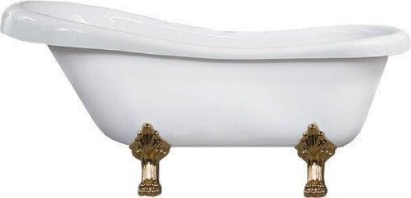 MEXEN - Retro volně stojící vana 150x73 cm bílá, nohy zlato , sifon chrom 53251507300-50