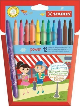Fixy vláknové STABILO Power, 2 mm sada 12ks