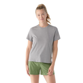 Dámské merino tričko s krátkým rukávem SMARTWOOL Women's Perfect Crew Short Sleeve Tee, Light Gray Heather velikost: S