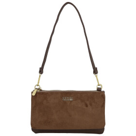 Stylová dámská semišová kabelka na rameno Amanda, tmavě hnědá