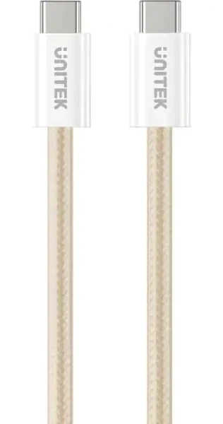 Unitek C14141ACL01-1M béžová / Kabel / USB-C(M) - USB-C(M) / PD 100W / magnetické navíjení / opletený / 1 m (C14141ACL01-1M)