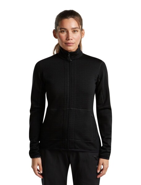 Dámská merino mikina ICEBREAKER Wmns Merino 400 RealFleece Descender LS Zip, Black velikost: S