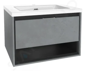 Kielle Meara - Skříňka s umyvadlem 60 cm, beton/matná černá 50026S605